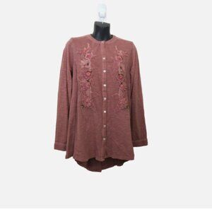 Soft Surroundings Size XS L'Enchante Top Boho Floral Embroidered Long Sleeve